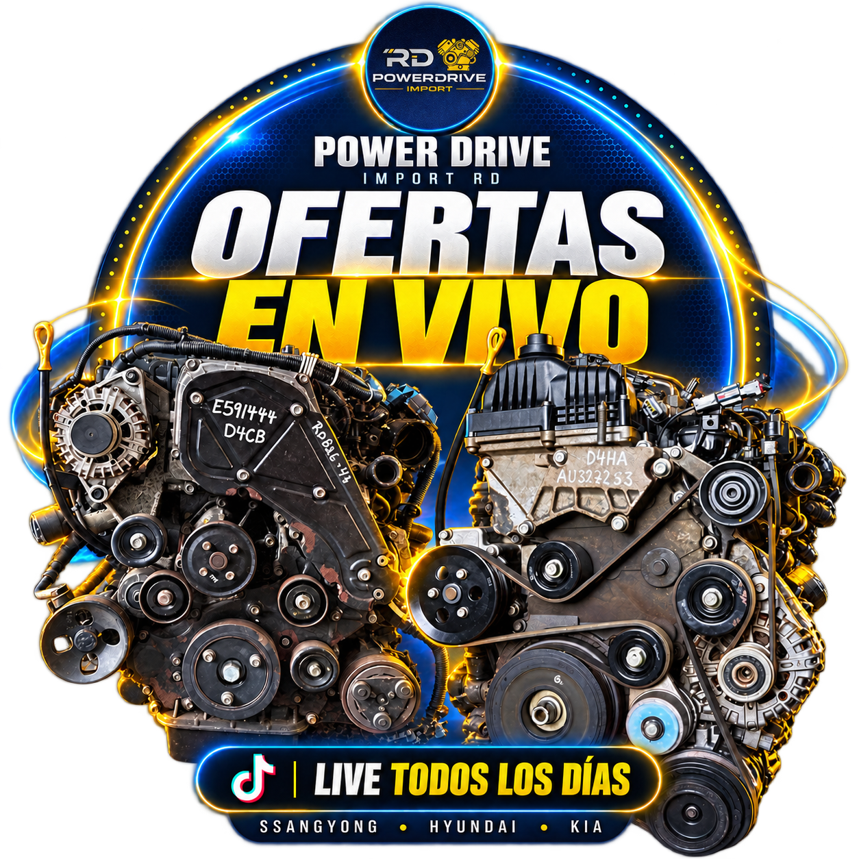 Power Drive Import RD: ofertas en vivo, con dos motores importados y el aviso de live todos los días en TikTok para SsangYong, Hyundai y Kia